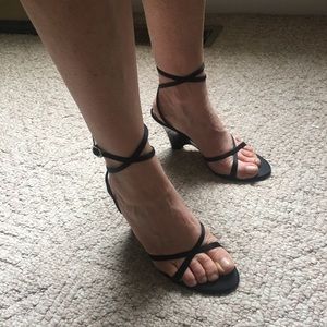 Nina Black Luster Strappy Sandal.